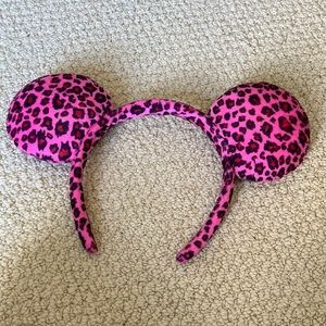 Authentic pink leopard print Mickey Mouse ears from Disney world